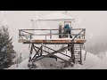 Winter storm camping in abandoned fire house