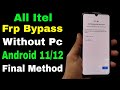 All Itel Frp Bypass/Unlock Google Account Lock Android 11/12 | Itel Frp Unlock Android 11 Without PC