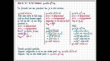 havo B 4.1 B De formule y=a(x-p)²+q