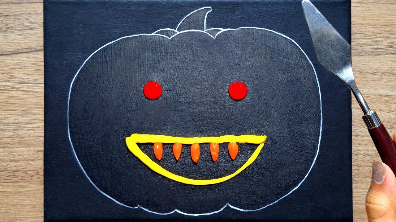 Halloween Painting tutorial🎃 | HalloweenPainting step by step - YouTube