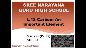 Std 9, Science 1 : L.13 : Carbon : An Important Element (Part 2) By Mrs Rosely Joseph