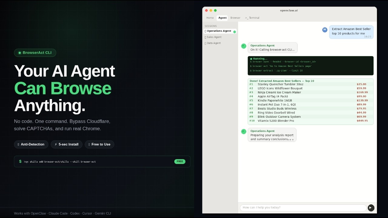 BrowserAct CLI-Help your AI agent finish more browser tasks. - YouTube
