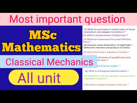 Most important question of Classical mechanics l MSc mathematics l Important question of all unit