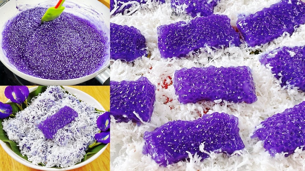 ขนมไพลินมณีกะทิอัญชัน สูตรนี้ตัวขนมนุ่มละมุนลิ้น หอมหวานมัน อร่อยมาก ขนมไทยวิธีทำง่ายๆ