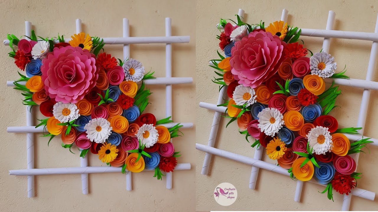 DIY Wall decor Flower Wall decor tutorial Home Wall Decoration Easy Flower Wall Hanging