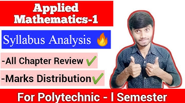 Applied Mathematics -1, Analysis Of Syllabus  || Distribution Of marks || Polytechnic