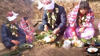 New Bride & groom having their own marriage party , traditional way to give party in rural village New Bride & groom having their own marriage party , traditional way to give party in rural village
