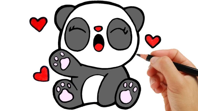 DRAWING A PANDA kawaii - dibujos kawaii - how to draw a cute panda 