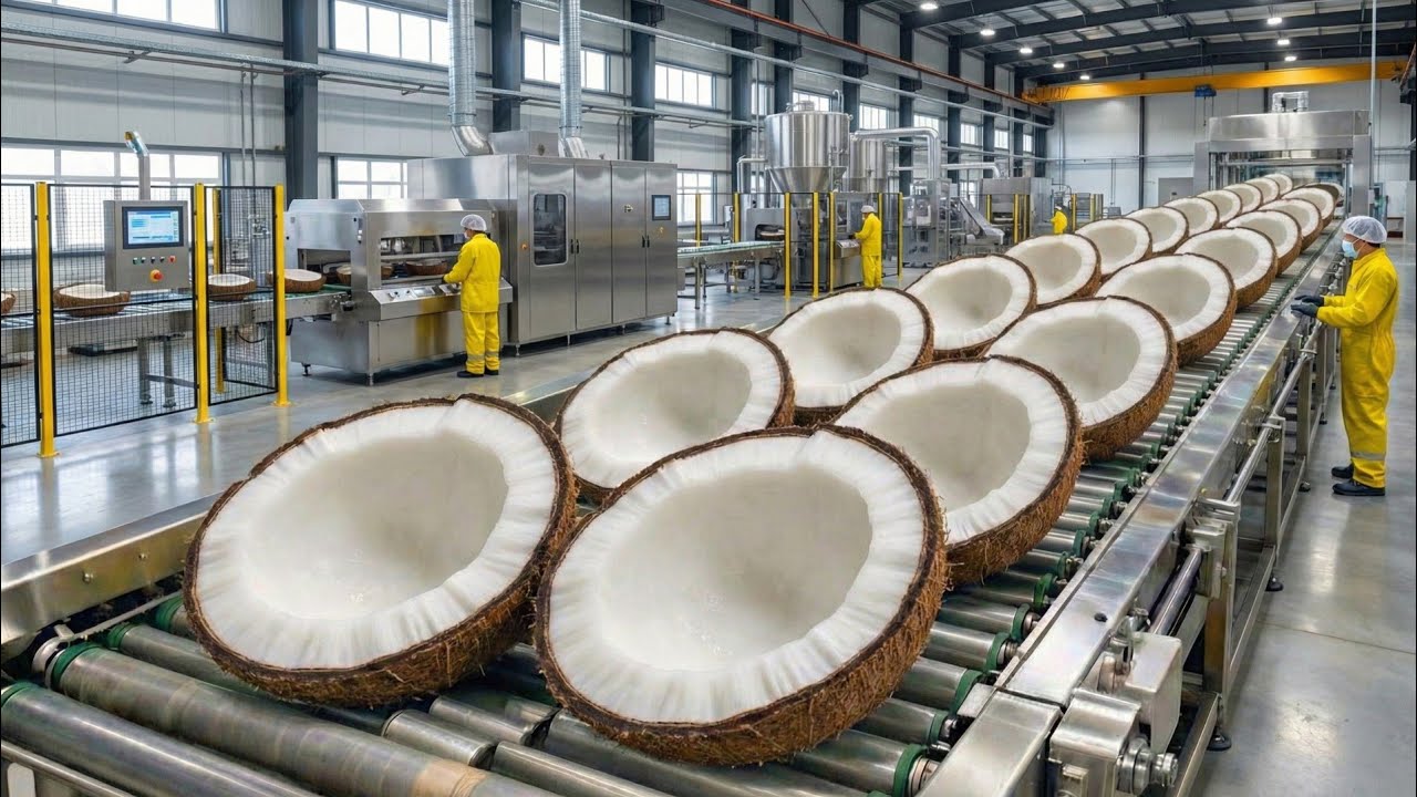 Dentro de la planta de aceite de coco: Del coco al aceite envasado (proceso completo)