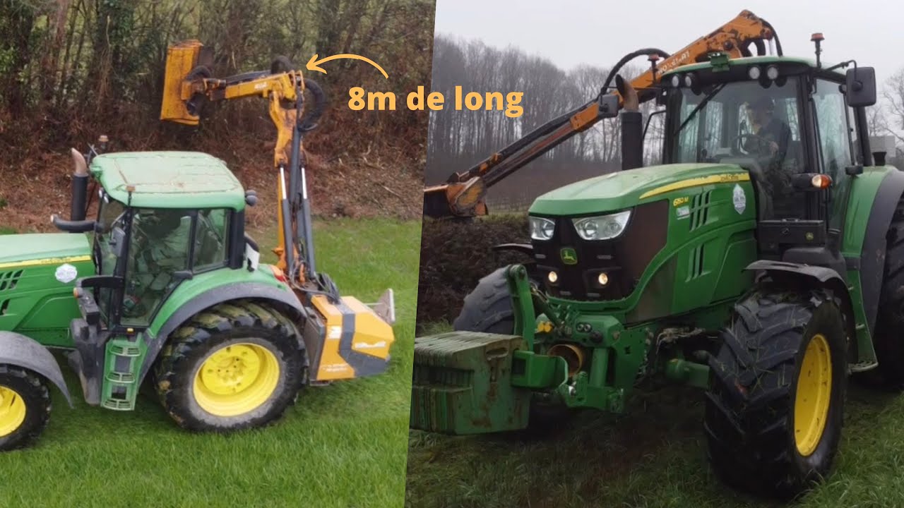 🟢🟠Epareuse de 8m | 🌳entretien des haies 🌳 | Noremat magistra & John Deere 6m150 | SARL FCTA