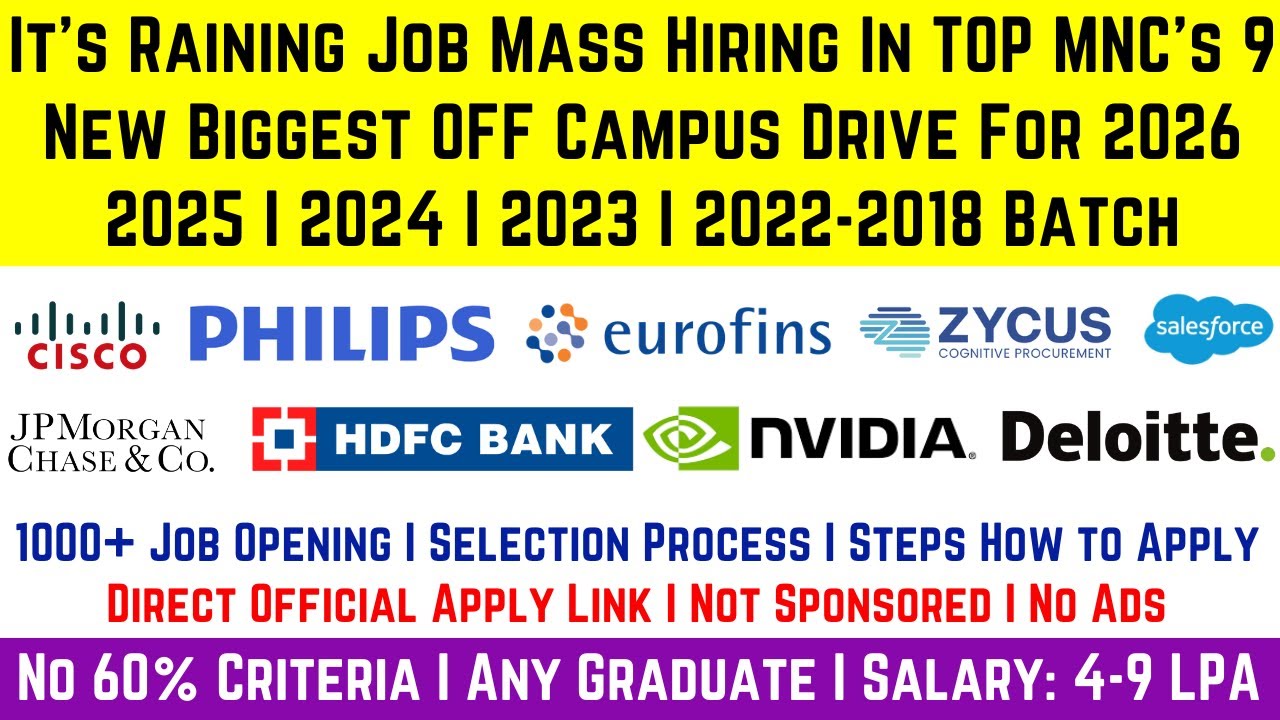 🔴It’s Raining Mass Hiring 9 New Biggest OFF Campus Drive 2026 | 2025 I ...