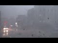 Powerful Eyewall Wind, Flying Debris, Flood Water Release - 4K Stock Footage Screener Typhoon Dujuan