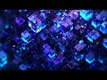 Abstract Blue Purple Cyber Cubes City with Circuit Lines Seamless Motion Background Loop 4K 60FPS