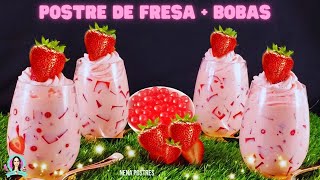 Postre de Fresa🍓 + Bobas con Gelatina tienes que probarlo