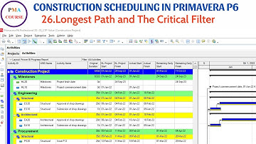 26. Scheduling in Primavera P6 || LONGEST PATH and the CRITICAL FILTER