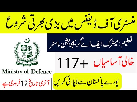 Ministry of Defence MOD Jobs 2024 Apply Online Via  www recruitments.com.pk