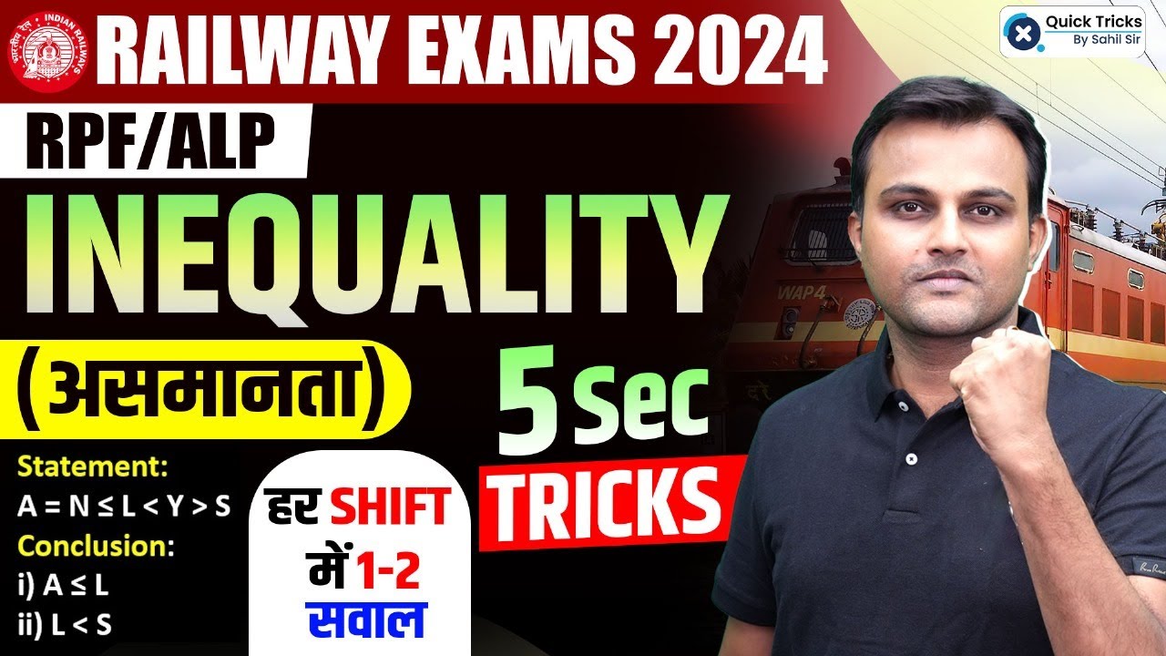 RRB Exams 2024 Railway RRB Reasoning Inequality (असमानता) by
