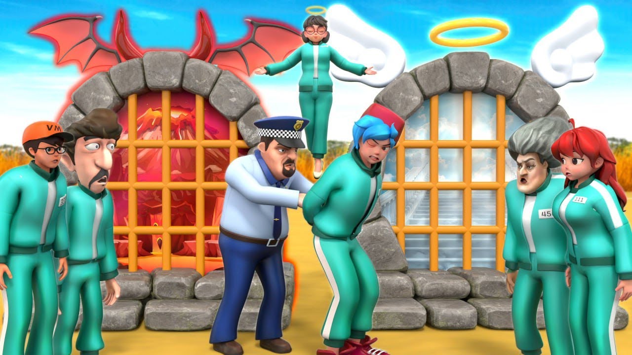 Scary Teacher 3D vs Squid Game | No Room For Evil: Juicio Justo-del-Cielo e Infierno | VMAni Funny