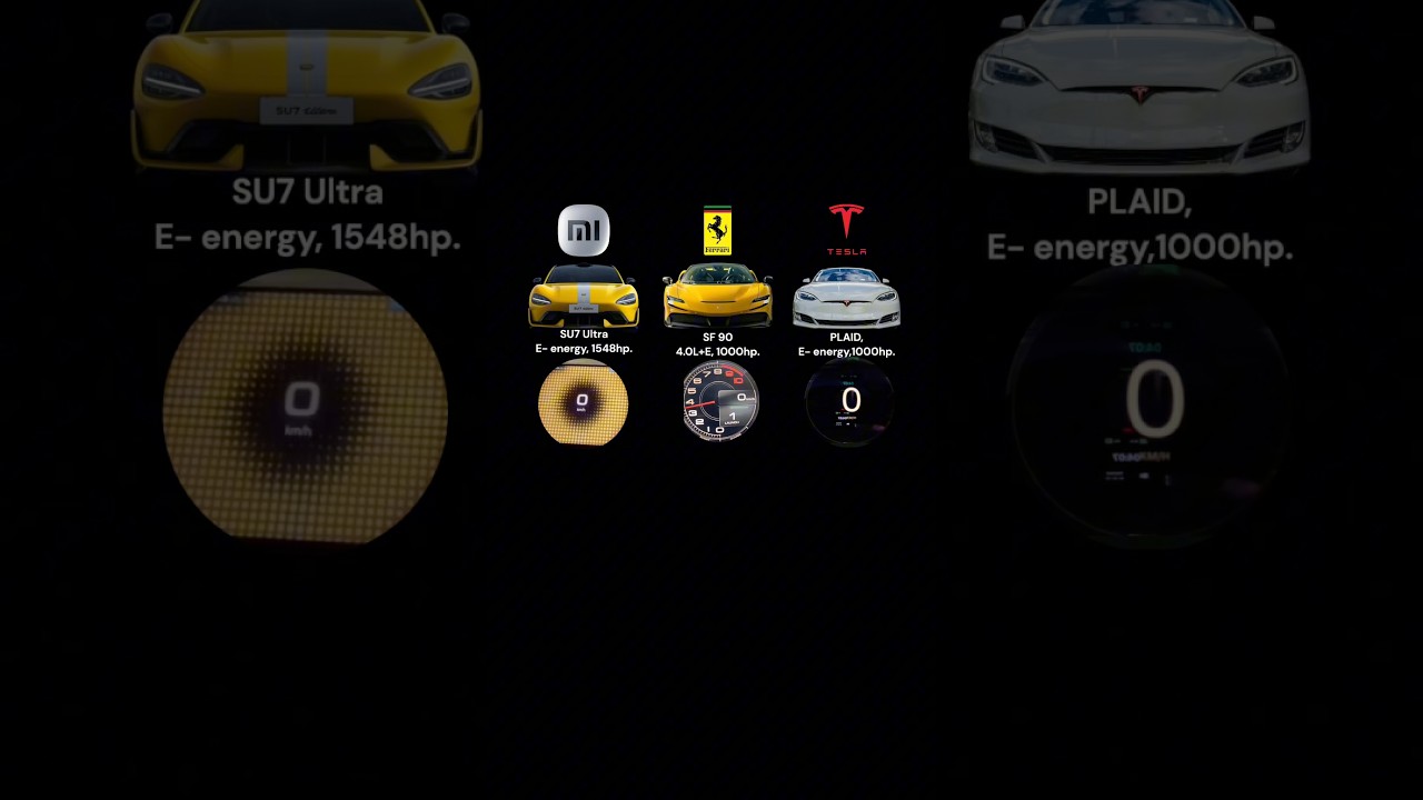 Xiaomi SU7 Ultra vs Ferrari SF90 vs Tesla Plaid. 