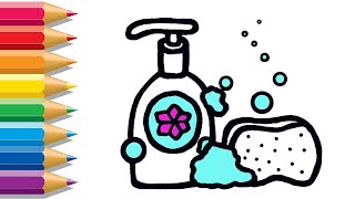 How to draw beautiful soap and sponge | Сабын мен губканың суретін салу