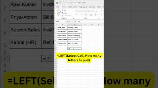 Pull Left Side Data Instantly! | LEFT Function in Excel #shorts #excel #exceltips #exceltricks #tech