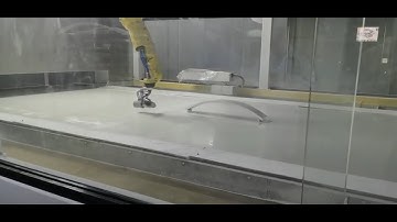 Richfruits intelligent robot spray coating machine smoothly work on curved board robot application