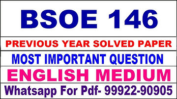 bsoe 146 previous year solve paper | bsoe 146 important questions | bsoe 146 study material