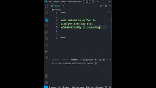 Sort Method in Python #shorts #short