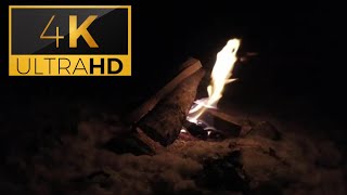 Winter Night Fire Ambience  | 🔥 3 HOURS 🔥 4K  UHD 2160p60