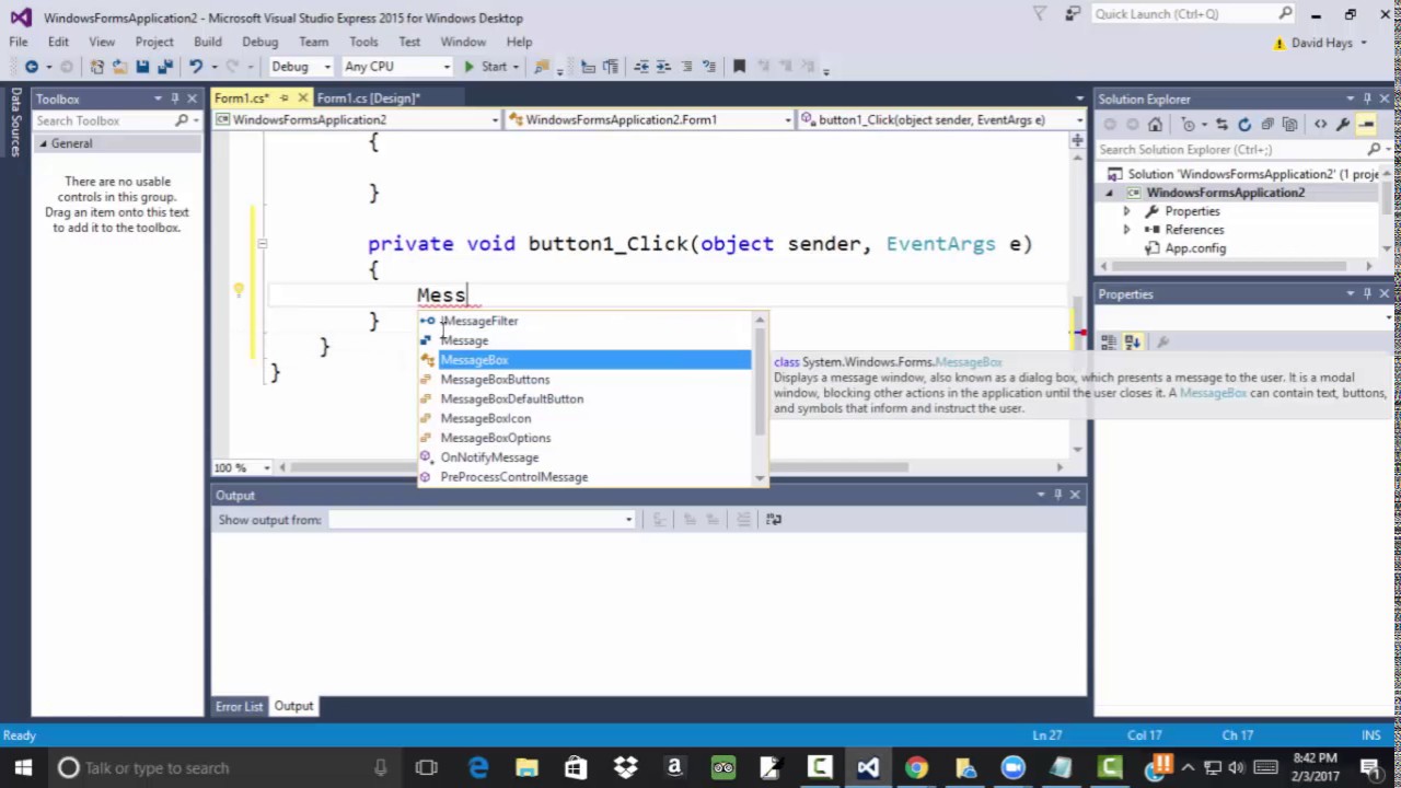 Visual Studio Express 2015 for Windows DeskTop - IDE Introduction - YouTube