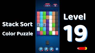 Stack Sort Level 19 Walkthrough | Color Puzzle Gameplay | Solutionguruji