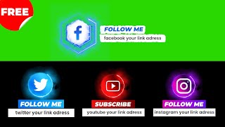 Free Social Media lower Third with Green Screen (Facebook, Instagram, Twitter, YouTube)