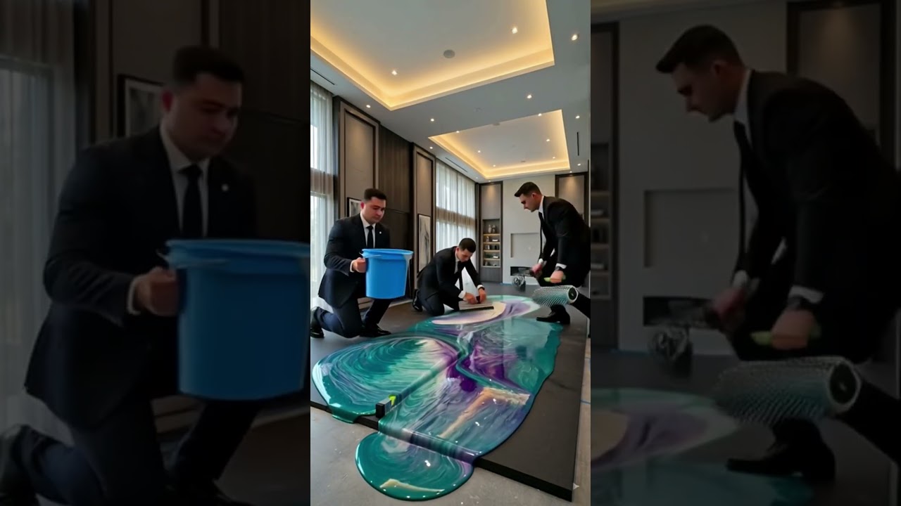 TRANSFORMATION of Black and Gold EPOXY Flooring with Veins