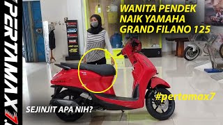 Wanita Pendek Naik Yamaha Grand Filano Merah Neo 125 Hybrid Connected 🛵 Sejinjit Apa Sih #filano125