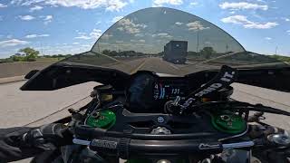 First ride with the Vandemon on the Ninja H2! Cold start and Highway heat cycles to start the bluing