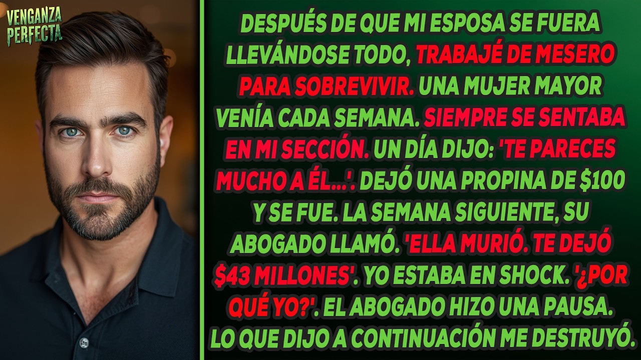 Una anciana me dio una propina de 100 dólares: 'Te pareces mucho a él'. Murió y me dejó 43 millones.