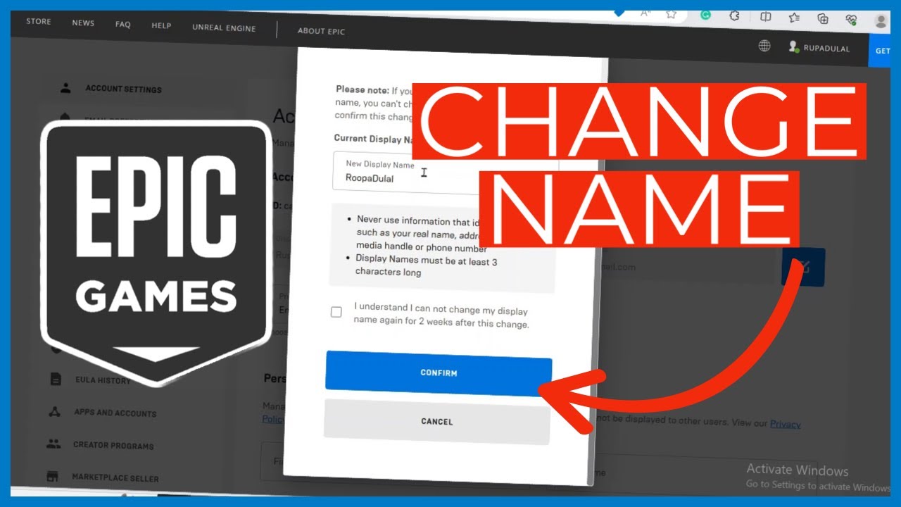 How to change your Epic Games display name - Epic Accounts Support