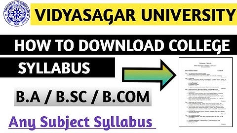 How To Download College Syllabus || Vidyasagar University