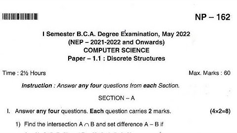 1st sem bca Discrete structures nep 2021-22 question paper #1stsembca #Deepikalearning