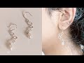 diy earrings/simple wire wrapped pearl drop earrings/easy earrings making for beginners