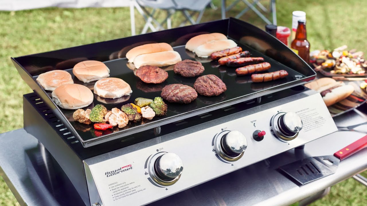 Royal Gourmet 24 in. 3-Burner Flat Top Grill Portable Gas Griddle