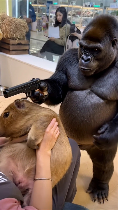 Capybara’s bodyguard arrives 🦍