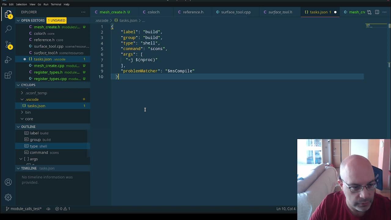 Setting up vscode to build and debug godot c modules ephestos live