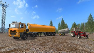 Yellow Tanker Truck or Tractor Cistern - Water Transport for Mining Construction. Let's play