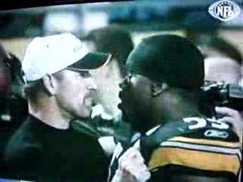 Joey porter lays a big wet sloppy one on bill cowher