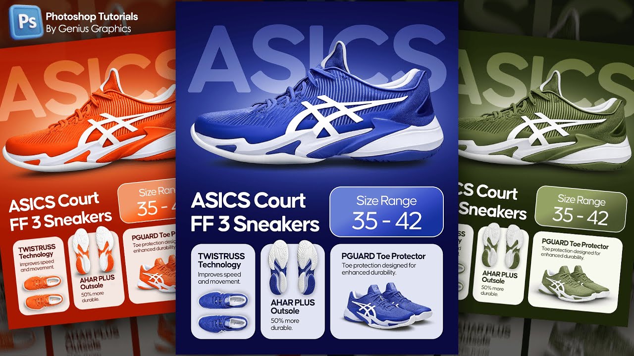 Креативный дизайн инфографического плаката с кроссовками в Photoshop.