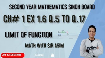 Second Year Mathematics Chapter#1( Function and Limits)) EX 1.6 Q.6 to 17 Lecture 196.