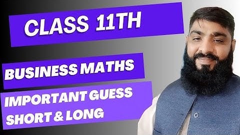Class 11th Business Mathematics l Commerce l I . Com part 1 important Guess Paper 2026