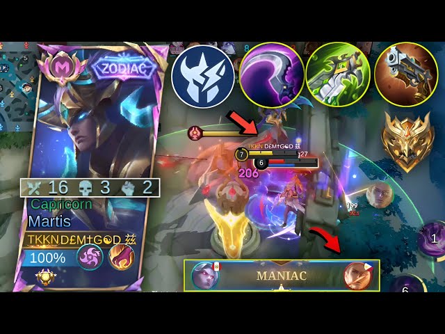 TOP SUPREME MARTIS MANIAC IN MYTHICAL GLORY 🔥| PERFECT GAMEPLAY ( Recommended Build ) FAST ROTATION! class=