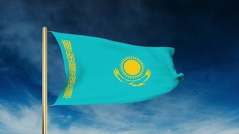 Kazakhstan Flag Slider Style. Waving In The Wind With Cloud Background Animation Stock Animation